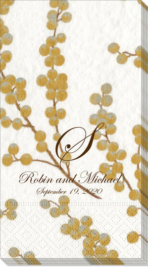 Berry Branches on White Caspari Guest Towels